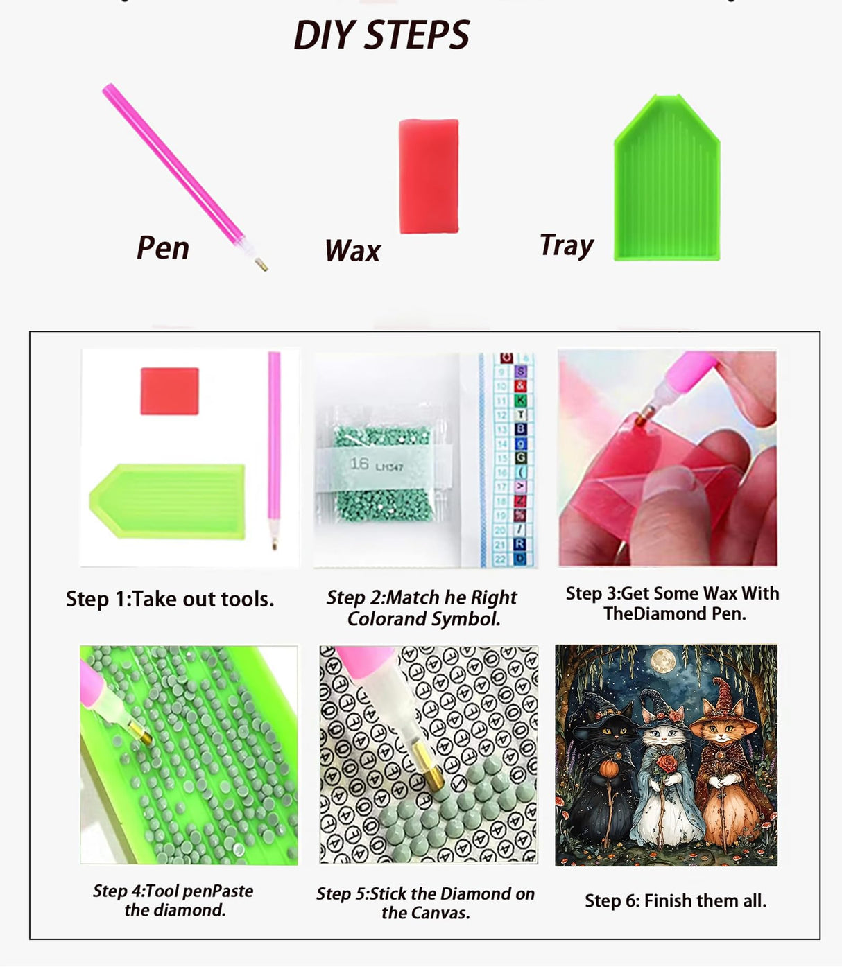 APTDYIGL 5D Three Cats Diamond Painting Kits for Adults Beginner,DIY Cats Diamond Art Kits for Adults,Round Full Drill Diamond Dots with Gem Art Kits,Home Wall Decor 15.7X15.7inch APTDYIGL