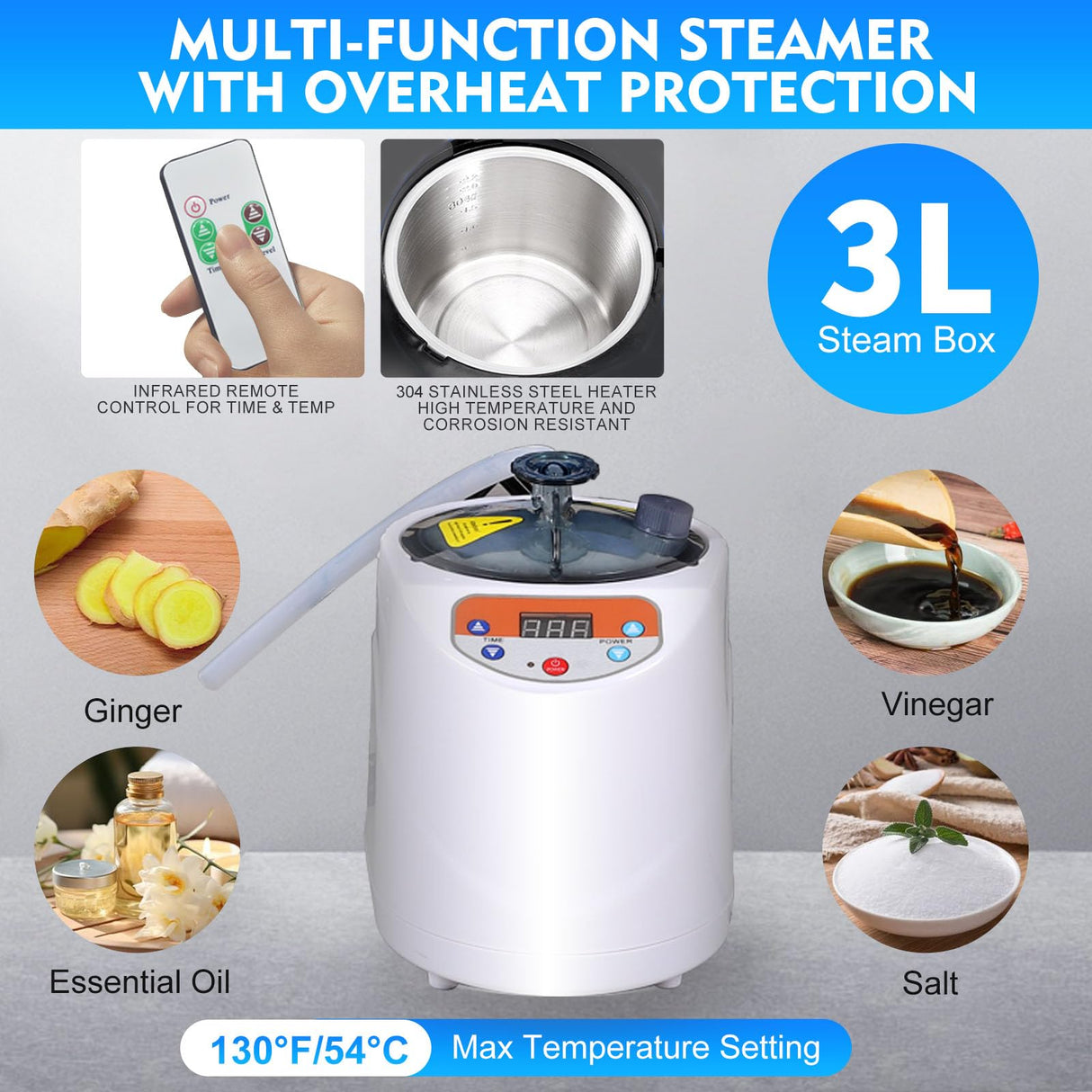 Portable Sauna Box,Steam Sauna Tent for Home Spa,Large Space Personal Home Sauna Tent Full Body with 3 L 1100 w Steamer,Chair,Foot Massager,Remote Control Included (Black) Linego