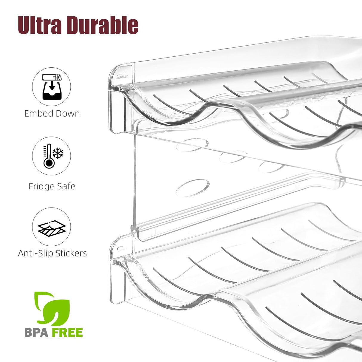 YENXIKU Wine Rack for Countertop, Fridge, Inside Cabinet, 2 Tier Plastic Tabletop Wine Bottle Holder, Water Bottle Organizer for Refrigerator, Pantry, Hold 6 Bottles YENXIKU