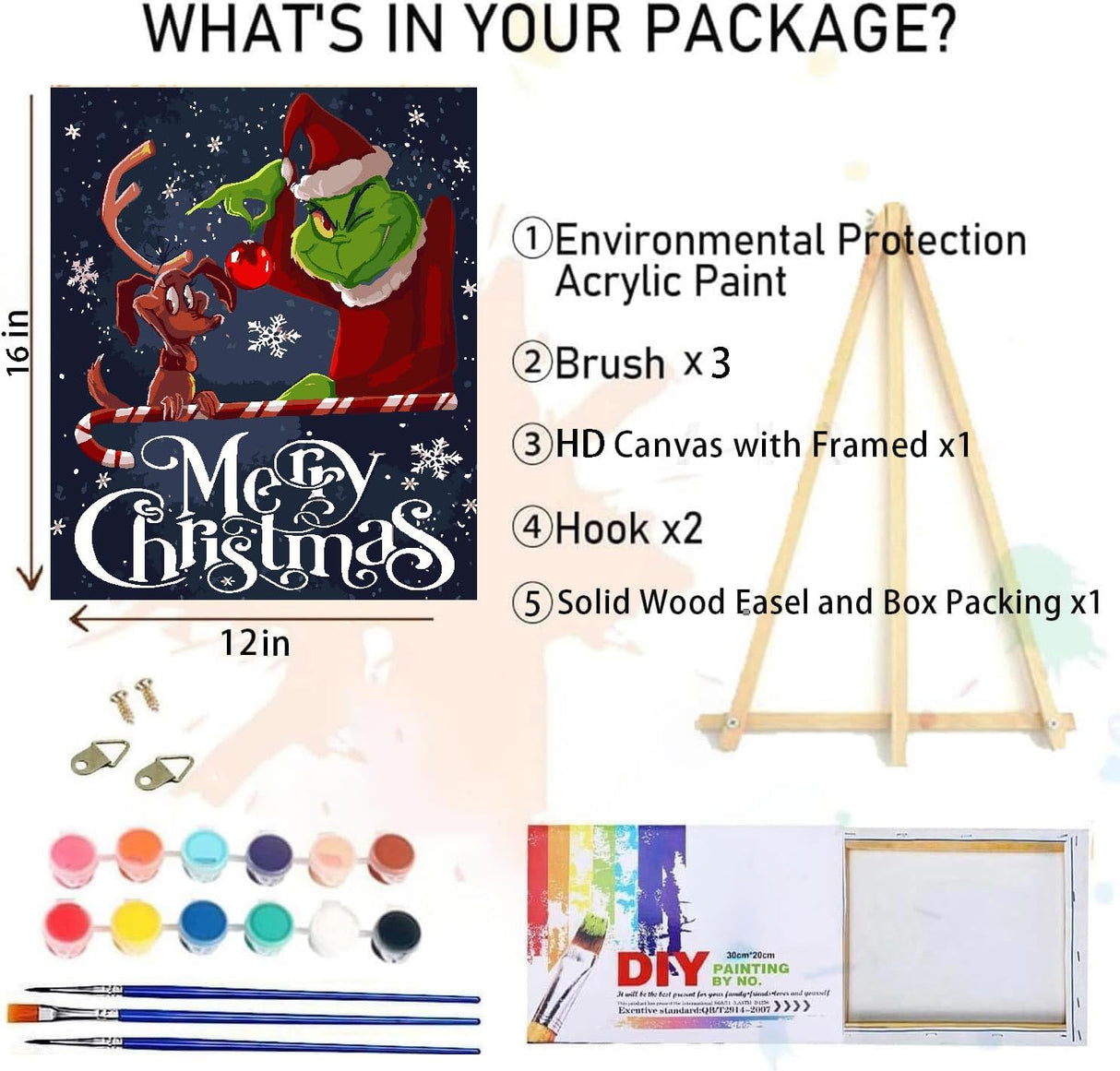 Christmas Paint by Numbers for Adults with Framed Canvas-with Wooden Easel,Paint by Numbers Kits Framed Canvas,DIY Acrylic Oil Painting Kits with Brushes Nice Gift Box for Home Wall Decor(12x16 Inch) MIRCVSH