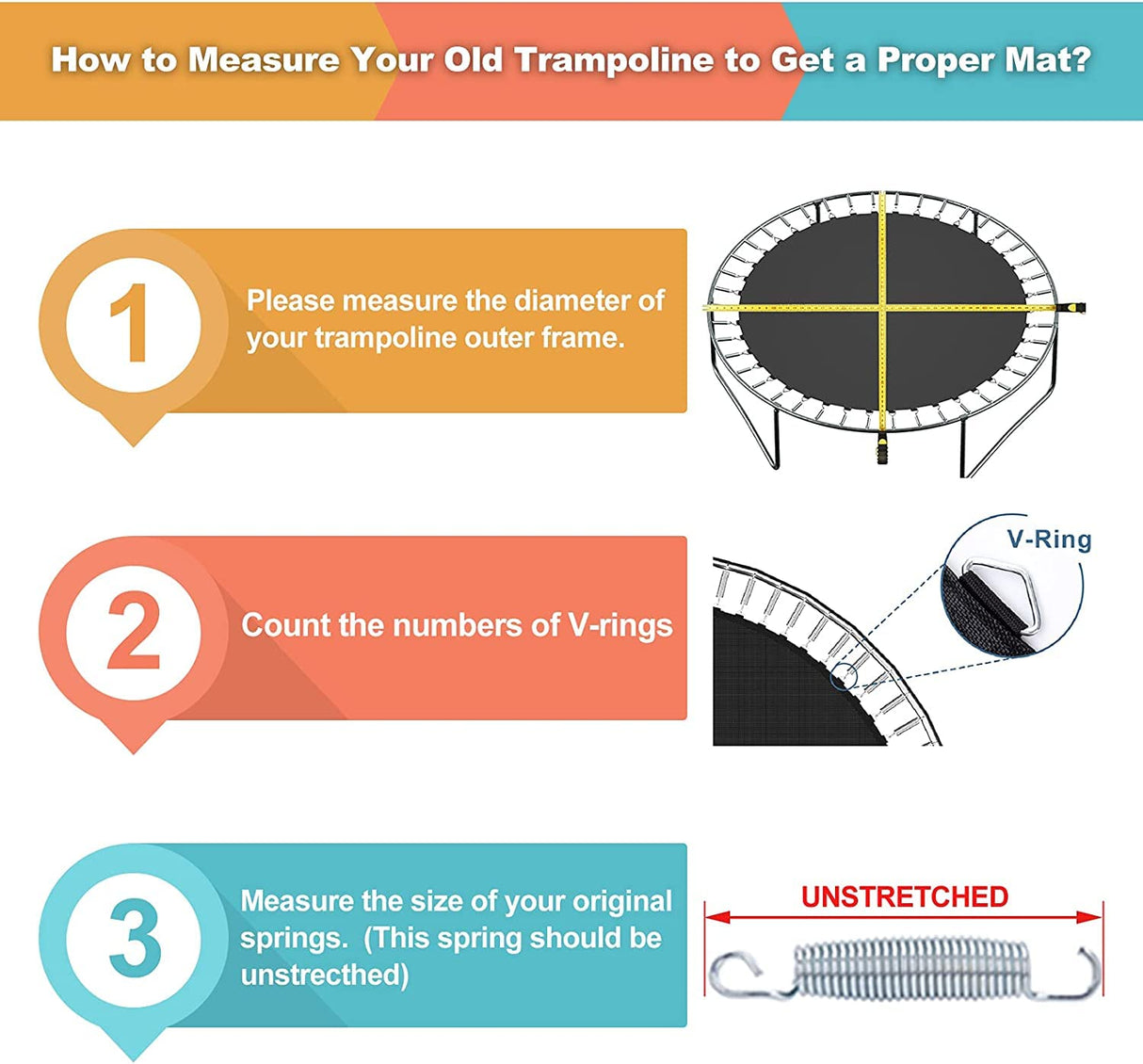 Cliselda Trampoline Replacement Mat, Fits 14 ft Round Trampoline Frame with 72 V-Rings and Spring Tool, Fits 6.5-7" Springs, 147 inch Jumping Mat (Excluding Frame and Spring) Cliselda