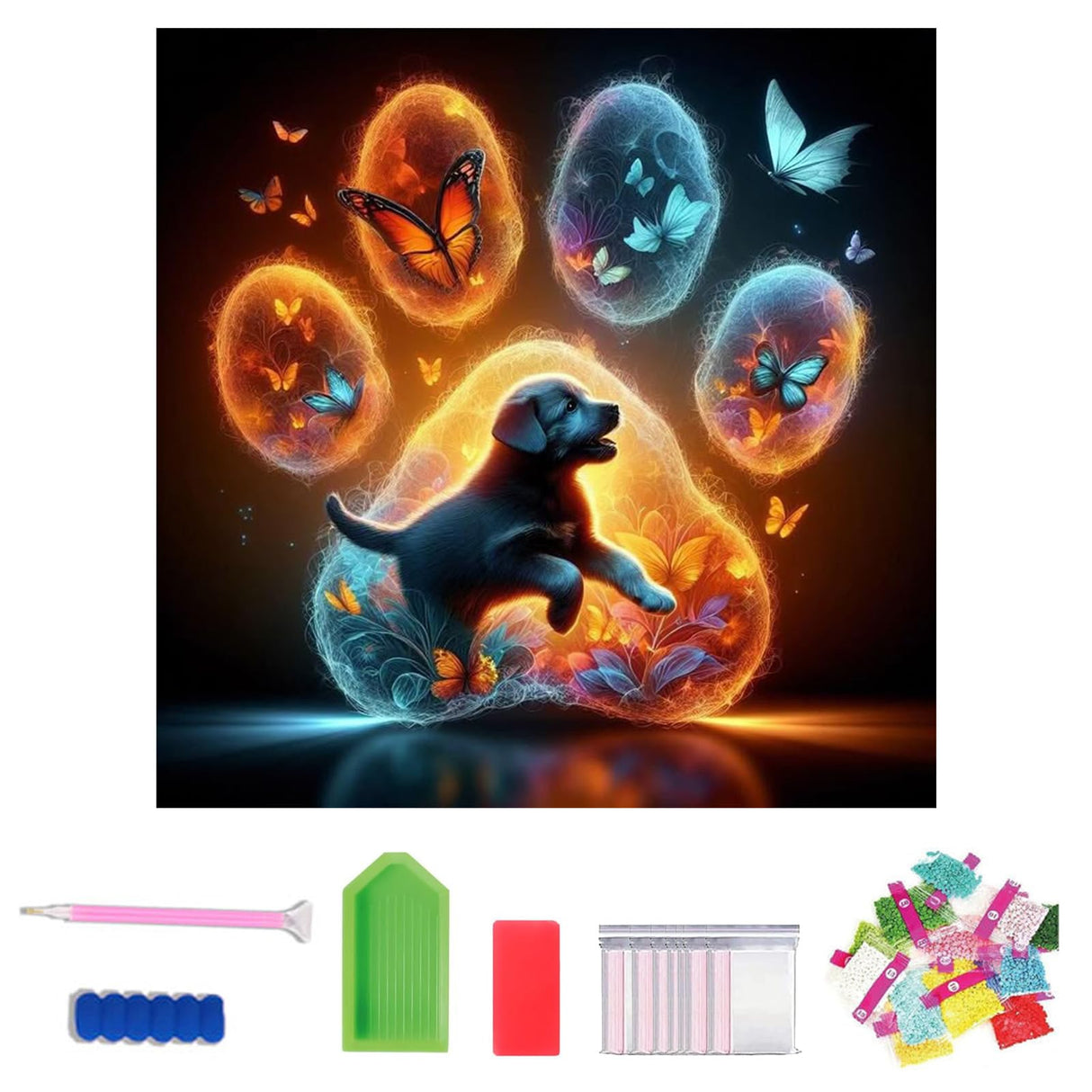 Lophomie Diamond Art Kits for Adults, 5D DIY Dog Paw Diamond Painting Kits for Adults Beginners, Diamond Dots Kits Gem Arts Crafts for Home Wall Decor 14x14 Inch Lophomie