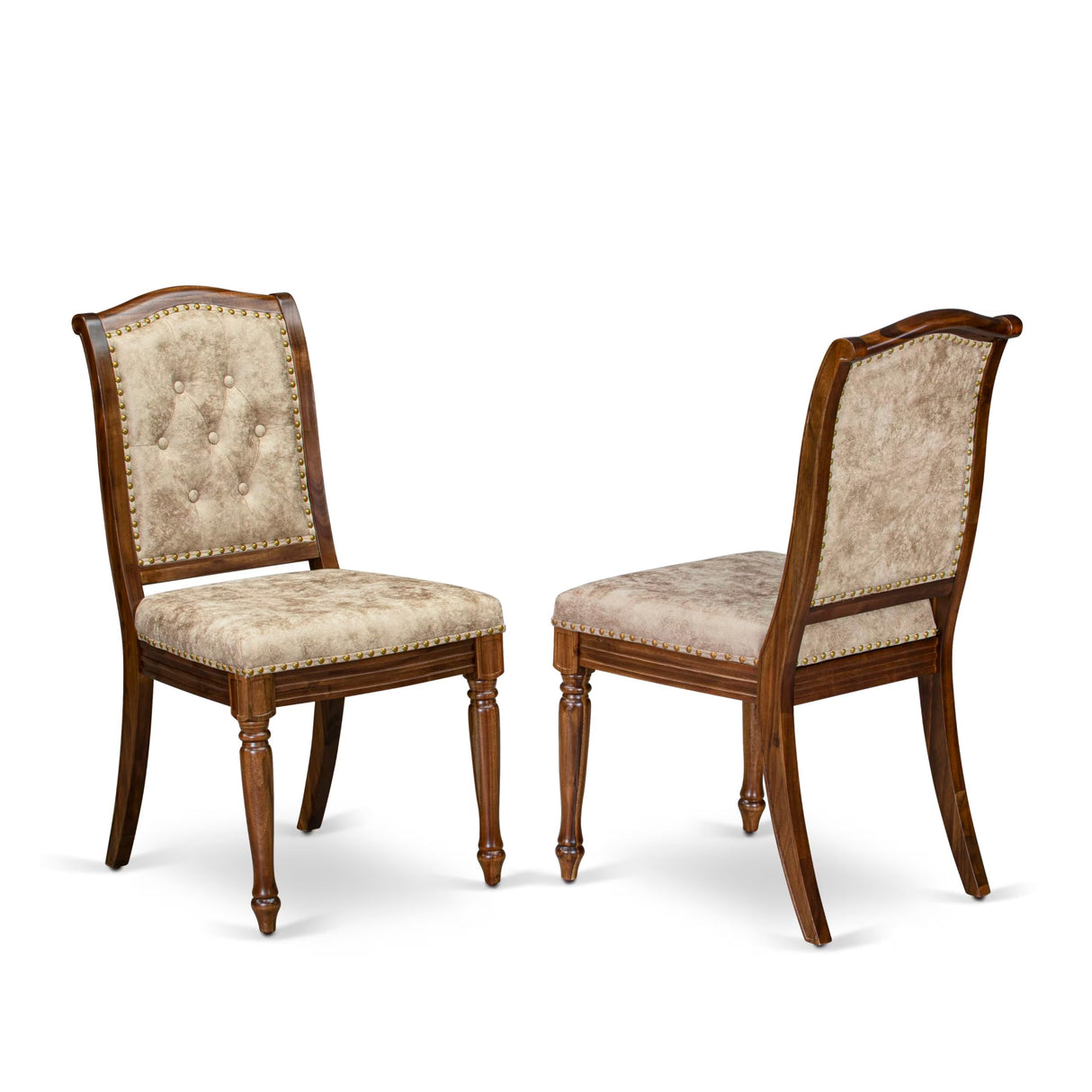 Luxe by East West Furniture NKMA9-AWA-36 9 Pieces Dining Room Set Includes a Rectangular Kitchen Table and 8 Light Beige Polyester Fabric Modern Dining Chairs, Antique Walnut Finish Luxe by East West Furniture