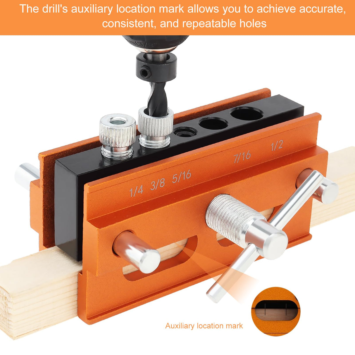 Omninmo Self Centering Doweling Jig, Adjustable Width Dowel Jig Kit for Straight Holes, Biscuit Joiner Set with 3 Drill Bits, 6 Drill Guide Bushings, 30 Wooden Dowels Omninmo