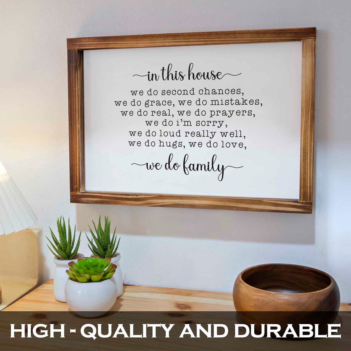 MAINEVENT In This House We Do Family Sign 11x16 Inch, Family Signs Home Decor, Rustic Farmhouse Decor the Home Sign, Wall Decorations Living Room, Modern Farmhouse Sign Solid Wood Frame MAINEVENT