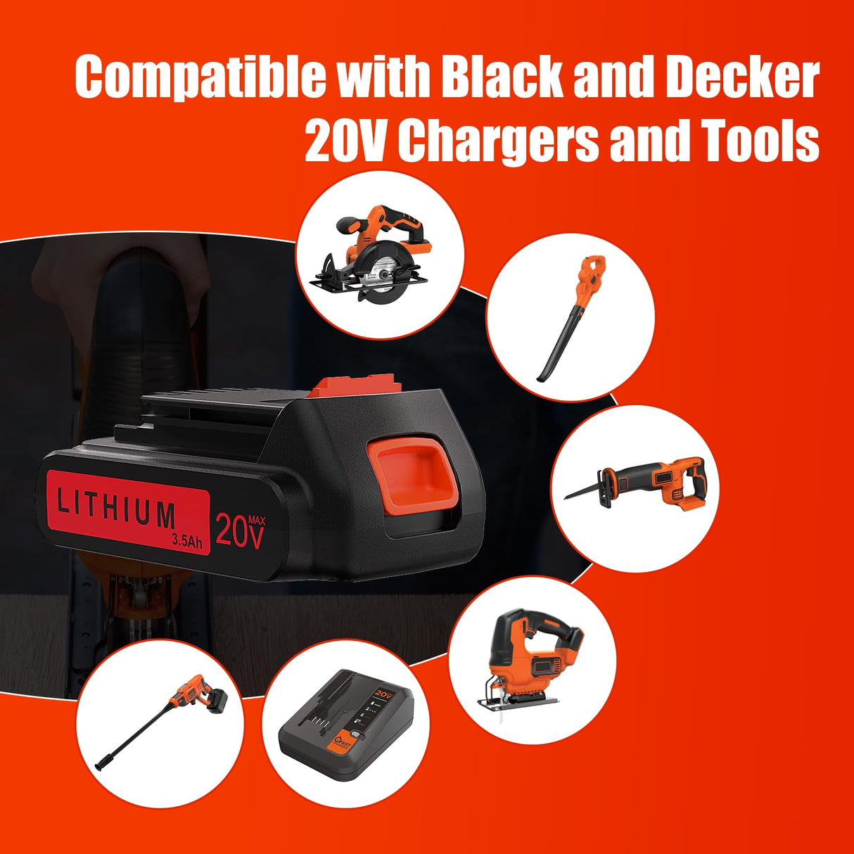 CaliHutt 3.5Ah 20V LBXR20 LBX4020 Lithium Battery Compatible with Black and Decker 20Volt Max LB20 LBX20 LBXR2020 LB2X4020-OPE LBXR20-OPE Cordless Power Drill Driver Tools CaliHutt