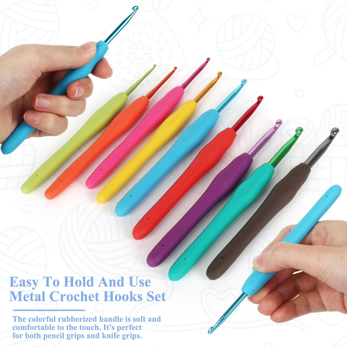 Coopay Crochet Set for Beginners - Ergonomic Soft Grip Metal Crochet Hooks (2mm-6mm) & 19PCS Needles Set with Stitch Markers - Perfect for Arthritic Hands Coopay