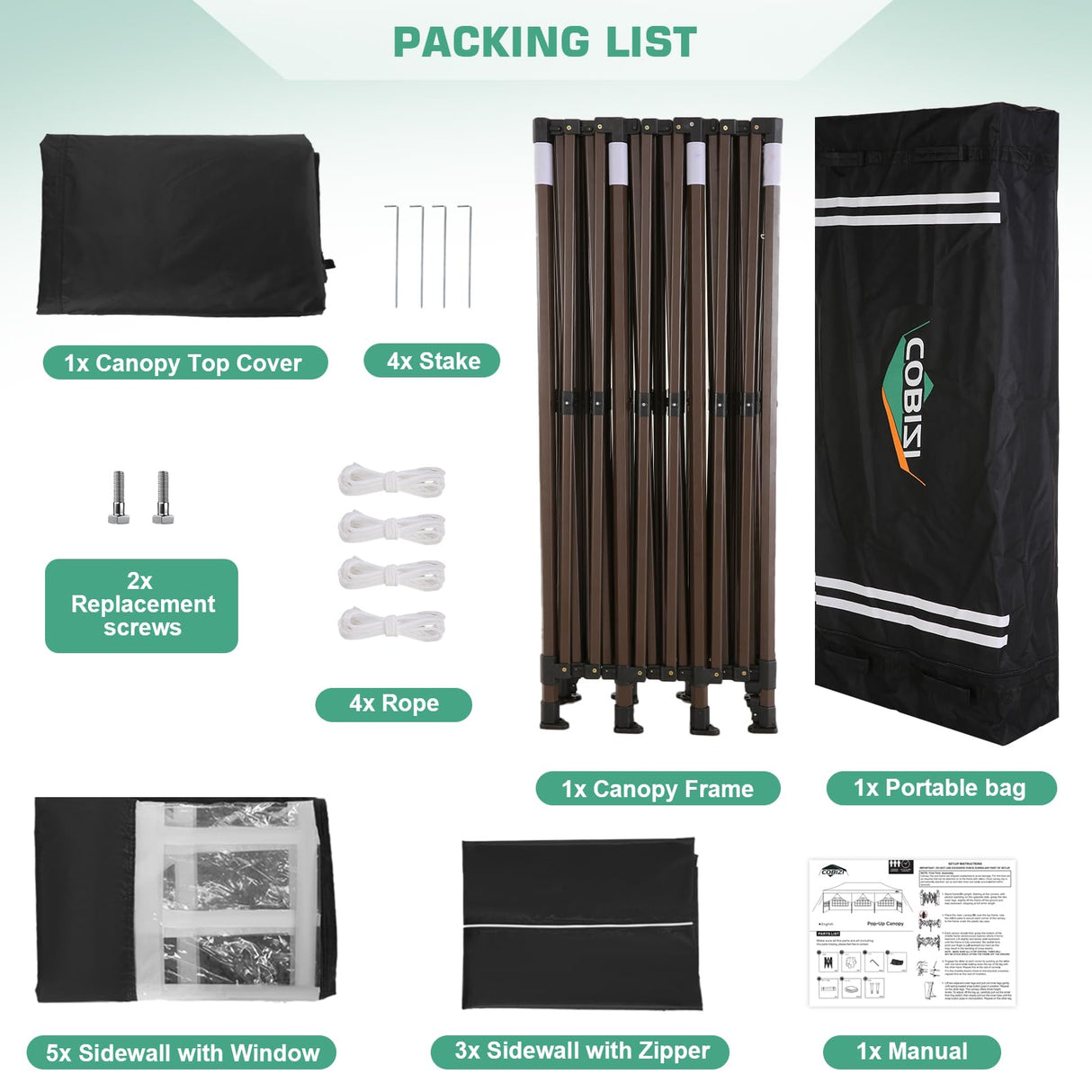 COBIZI 10x30 Pop Up Canopy Tent Heavy Duty with 8 Removable Sidewalls, Commercial Portable Tents for Parties Ez Up Canopy All-Weather Windproof & Waterproof and UPF 80+ Wedding Tent Sun Shelter COBIZI