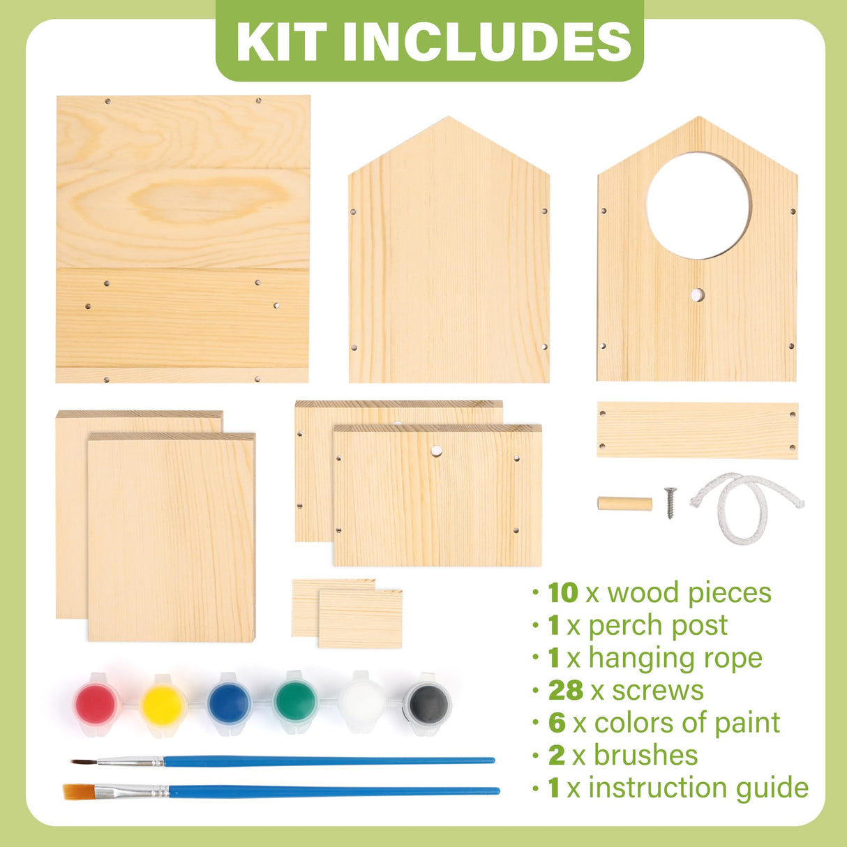 LotFancy Bird House Kit, 2 Pack, DIY Wooden Birdhouse Kits, Arts and Crafts Painting Kit for Kids, Build and Paint, Including Paints & Brushes LotFancy
