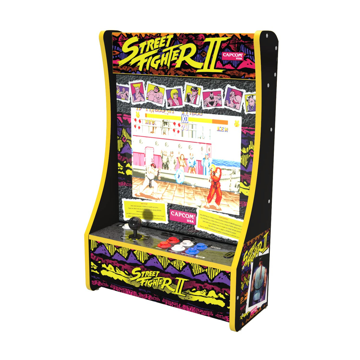 ARCADE1UP Street Fighter 8 Games in 1 Retro Partycade Video Game Cabinet Machine with 17 Inch Screen and Light Up Marquee ARCADE1UP