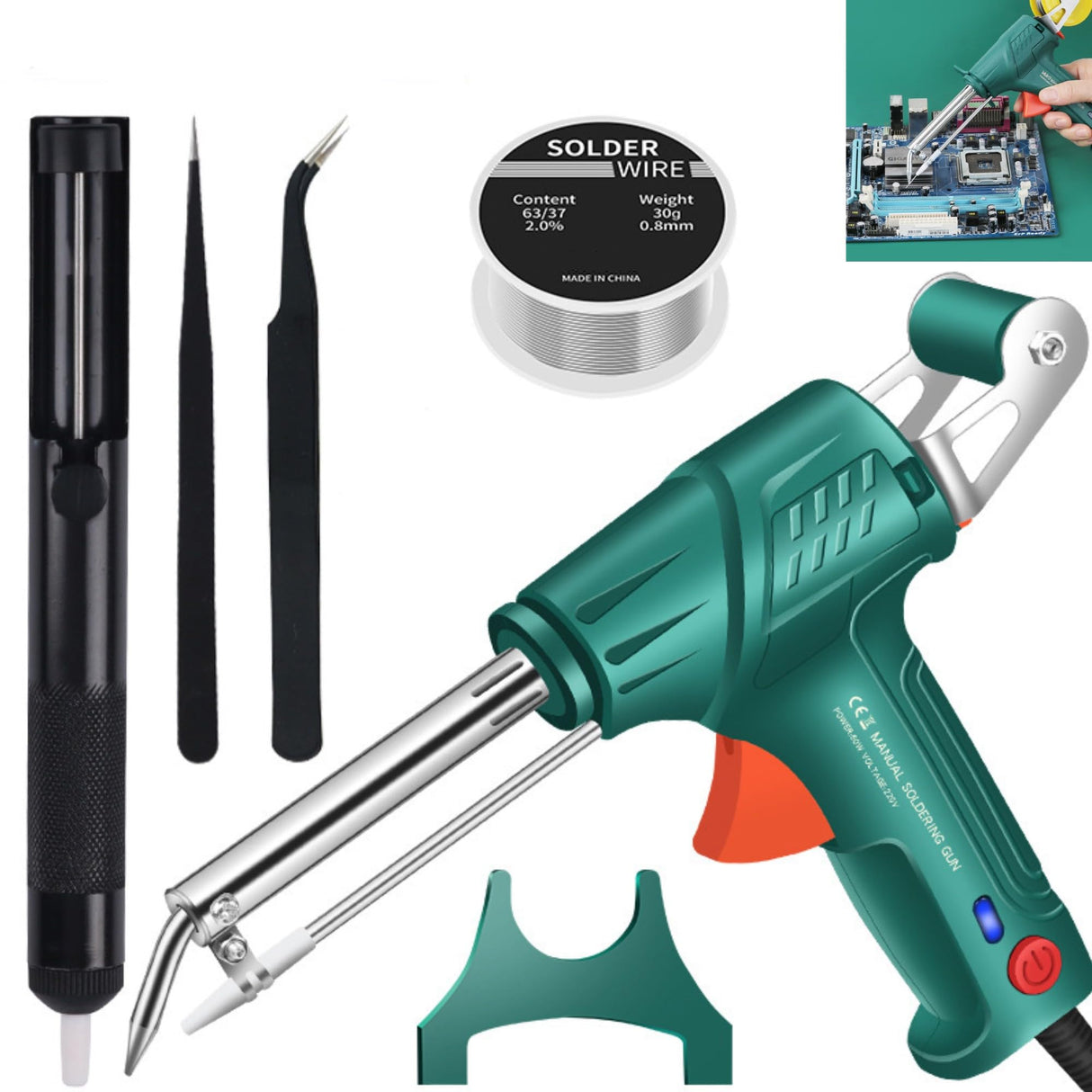 Multi-Function Soldering Iron Soldering Gun Set, 60W External Heating Soldering Gun Kit with Adjustable Temp Up to 480℃, Auto Send Tin Soldering Kit for Electronics Welding Repair DIY (5-Piece set) WoodArtSupply