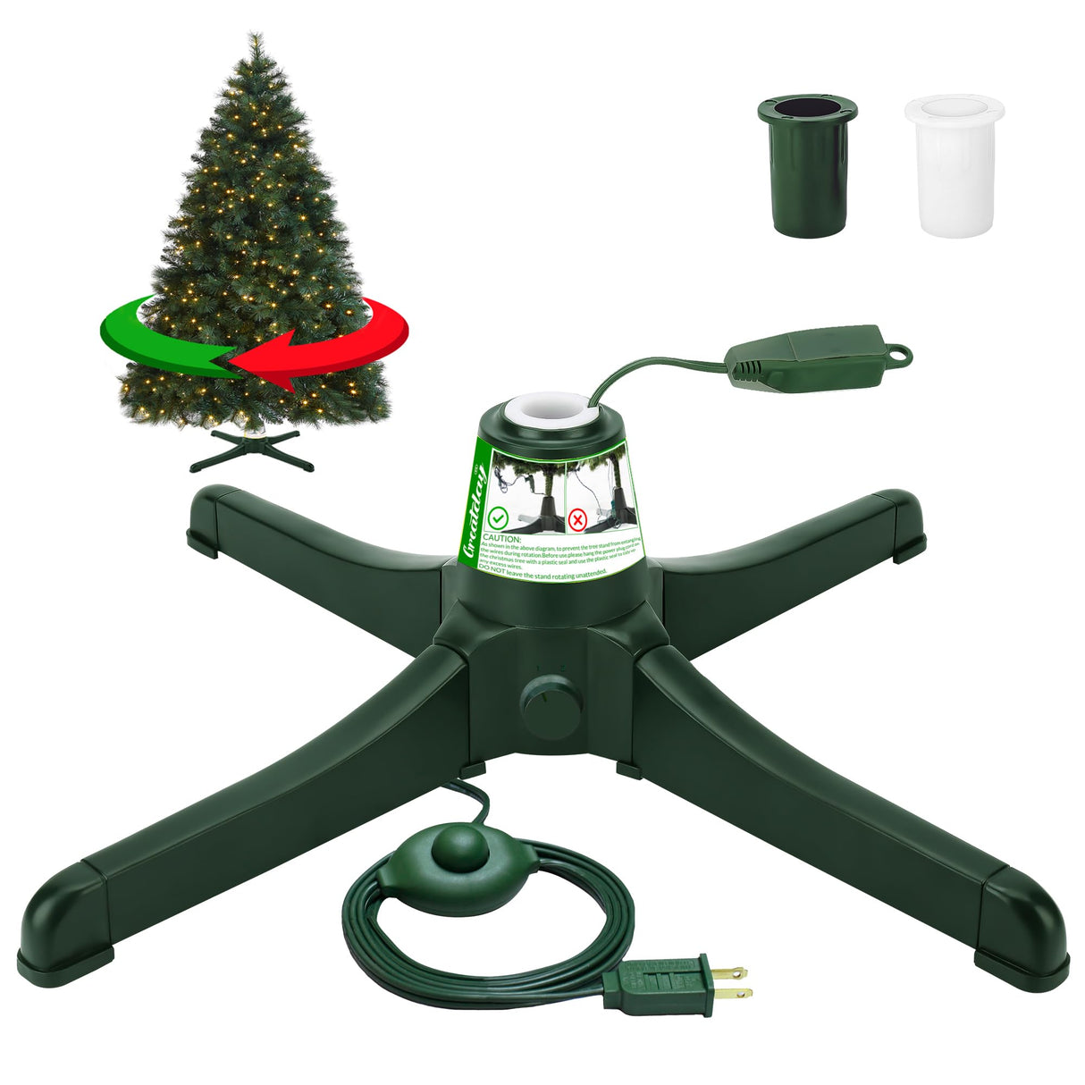 GREATDAY Rotating Christmas Tree Stand with Foot Switch,360-Degree Rotating Christmas Tree Stand,Up to 7.5ft and 80 pounds Artificial Tree,with 3 Settings Trunk Diameter GREATDAY