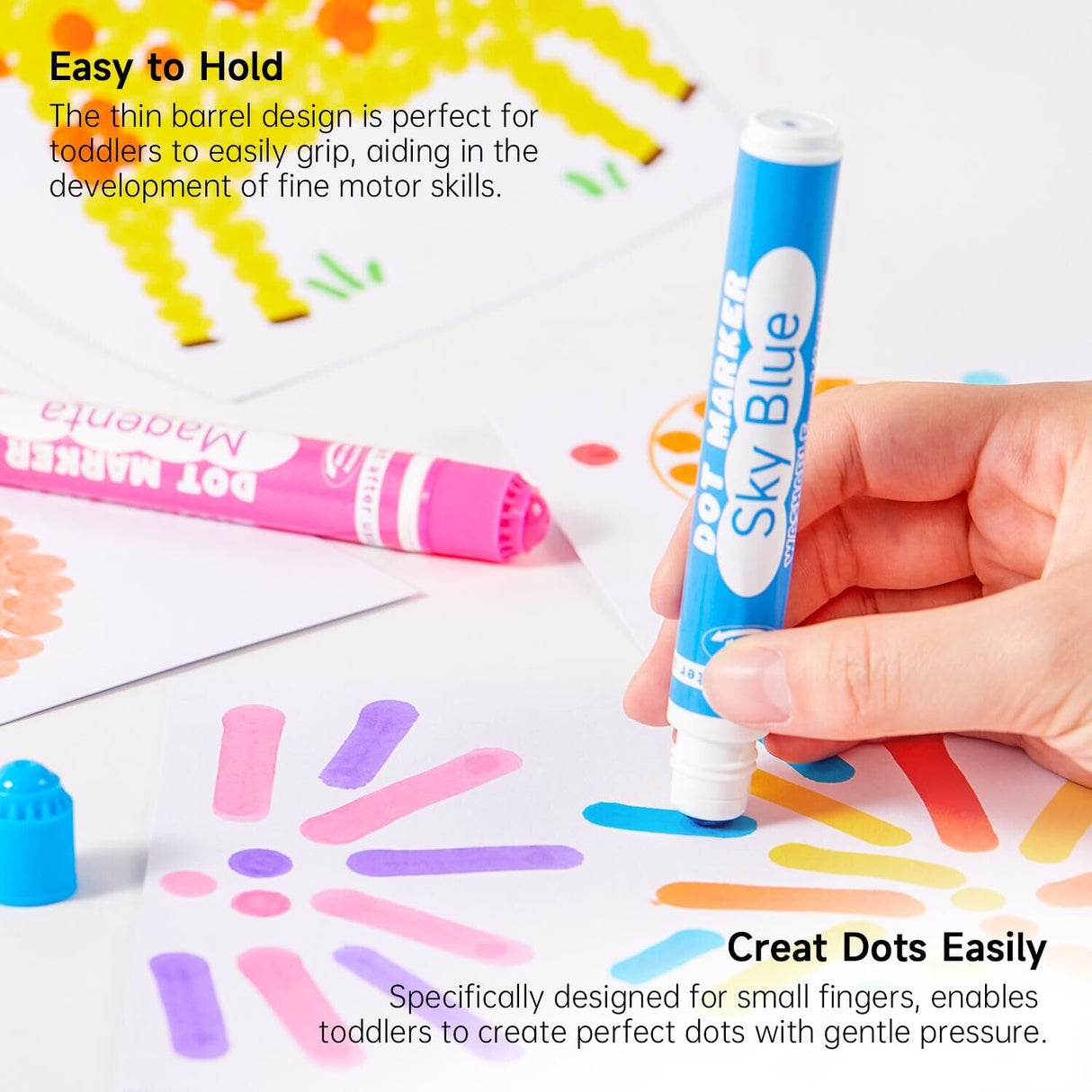 Shuttle Art Dot Markers, 10 Colors Washable Markers for Toddlers,Bingo Daubers Supplies Kids Preschool Children, Non Toxic Water-Based Shuttle Art