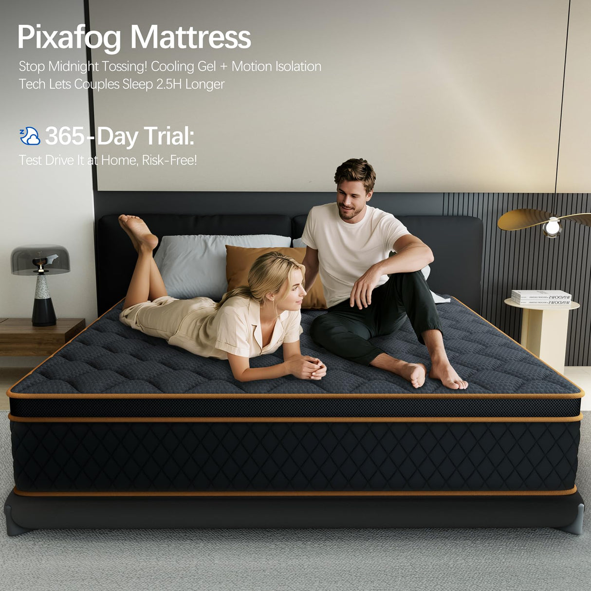 Queen Mattress- 12 Inch Hybrid Firm Support with Pocketed Coils & Cooling Gel Memory Foam | Orthopedic Back Pain Relief | Breathable | Queen Size Mattresses in a Box Pixafog