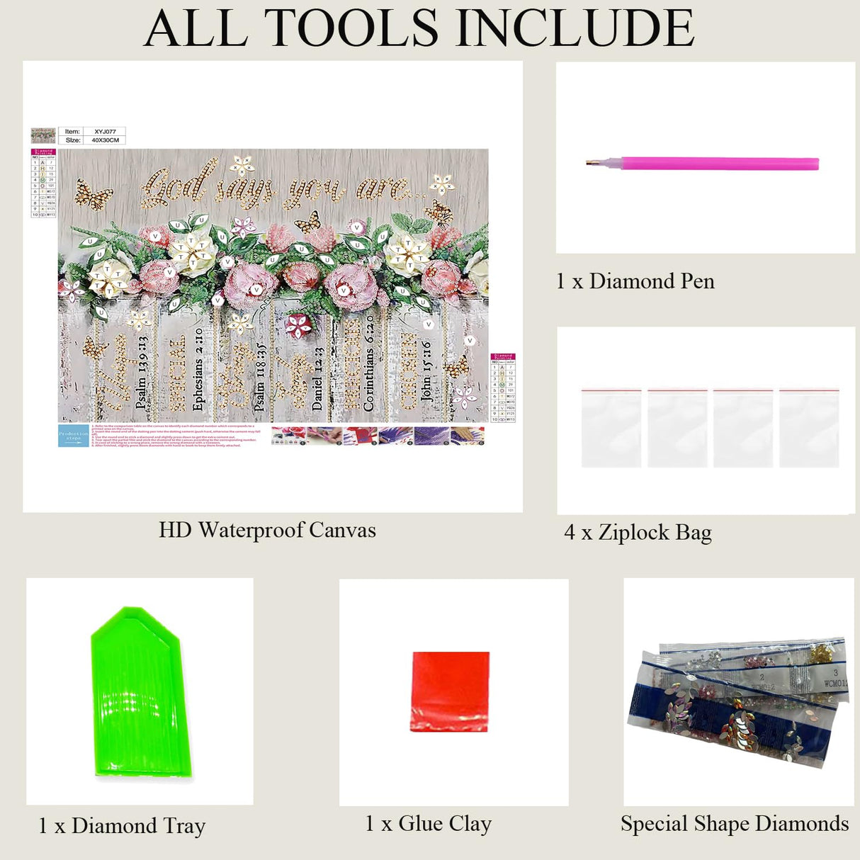 God Says You Are Diamond Painting Kits for Adults Beginners, 5D DIY Inspirational Diamond Art Kits, Spring Flower Floral Butterfly Special Shaped Drill Diamond Dots Gem Art Craft, Home Decor 16x12In wavaiov