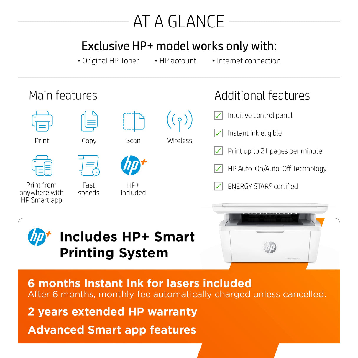 HP LaserJet MFP M140we All-in-One Wireless Black & White Printer with HP+ and Bonus 6 Months Instant Ink (7MD72E) HP