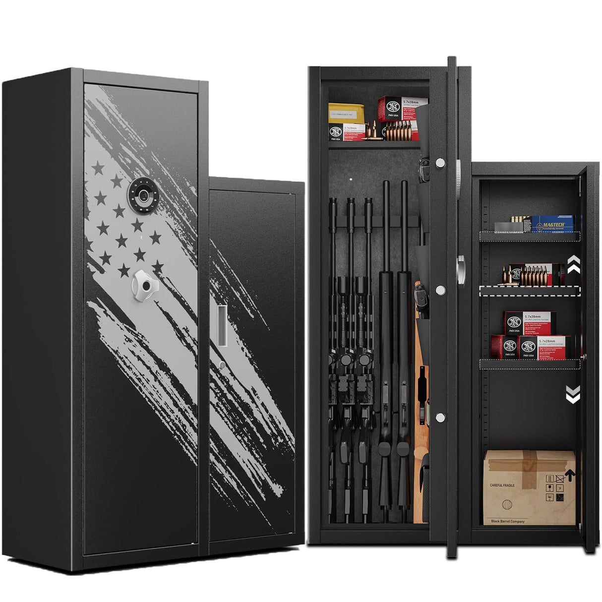 KAER 8-10 Gun Safe, Large Gun Safe for Rifles and Pistols, Quick Access Home Gun Rifle Safe and Storage Gun Locker Cabinet with 4 Pistol Pouches and Removable Shelf for Shotgun, Firearm, Ammo KAER