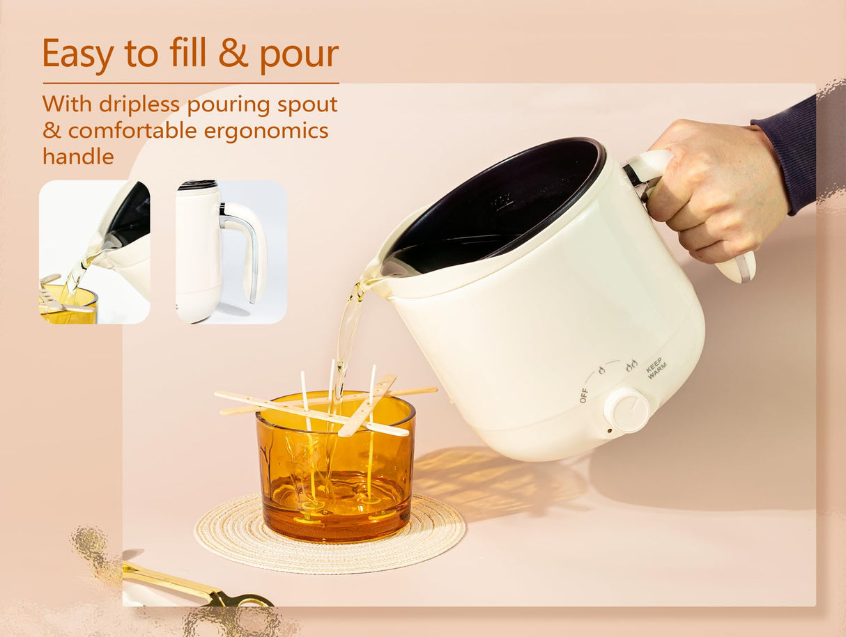 Aroparc Wax Melter for Candle Making 60oz Electric Wax Melter with Pouring Spout Candle Making Kit Included - Thermometer, Wicks, Wick Stickers, Centering Device, Stirring Spoon Aroparc