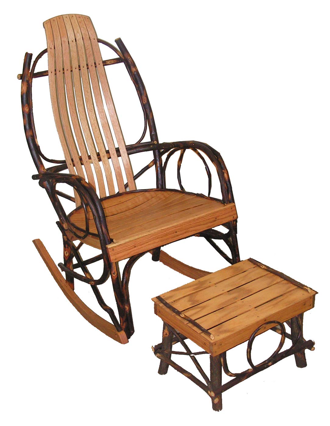 Amish BENTWOOD Rocker & Foot Stool - Hickory & Oak Generic
