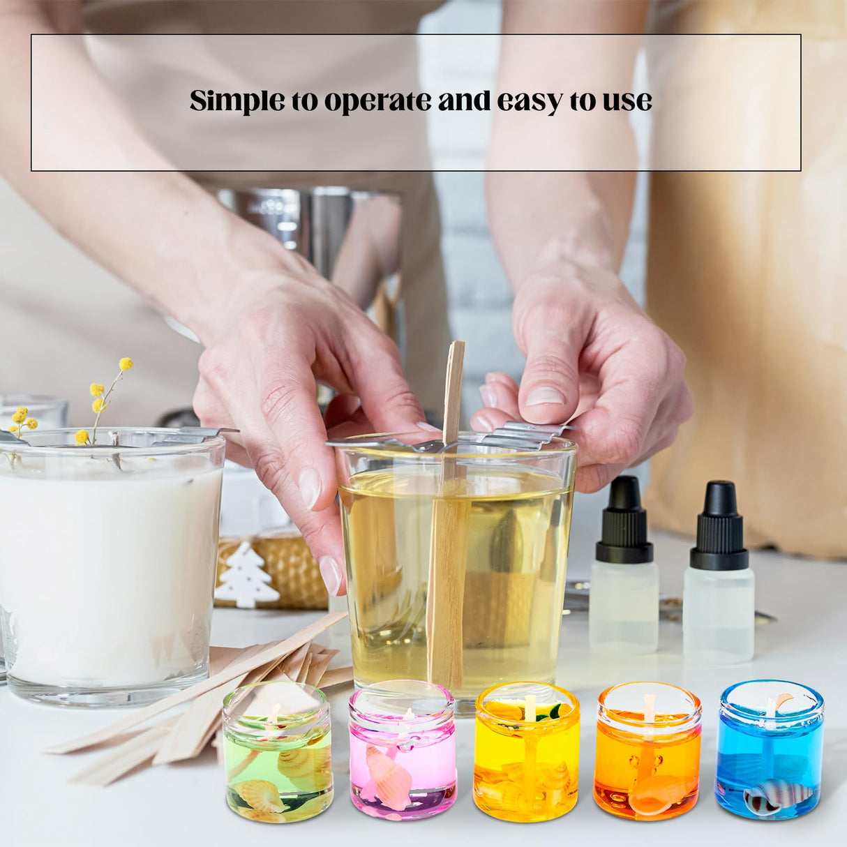 Heigble 3.3 lb High Density Transparent Gel Candle Wax Clear Gel Wax Jelly Candle 100 Pcs Wick and 100 Pcs Wick Stickers for DIY Making Handmade Projects Material Supplies Heigble