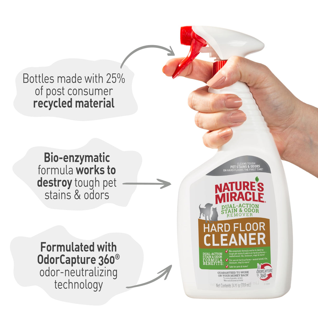 Nature's Miracle Hard Floor Cleaner, 24 Ounces, Dual-Action Stain And Odor Remover Works To Remove Tough Pet Stains And Odors On Sealed Wood And Hard Floor Surfaces Nature's Miracle