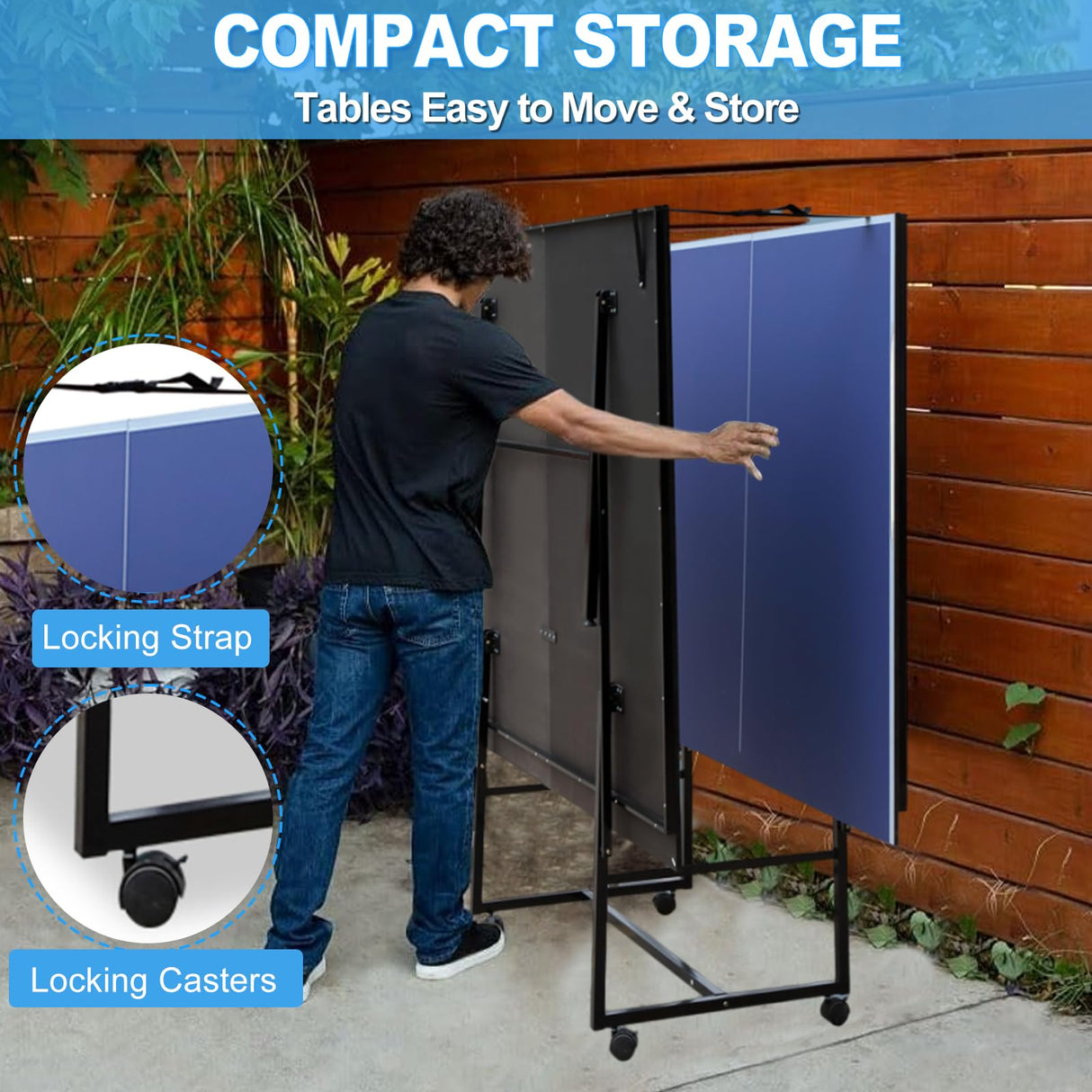 BOSTANA 108'' x 60'' x 30'' Table Tennis Table, Foldable Ping Pong Table with 1 Net 2 Paddles 3 Balls, Outdoor Table Tennis Table Single Player Playback Mode for Indoor Outdoor Game BOSTANA