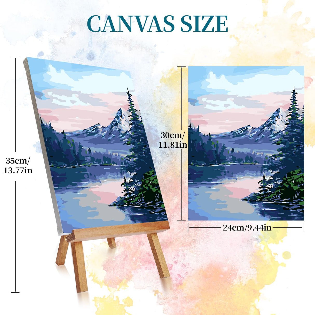 Ninonly 4 Pack Paint by Numbers Kit for Adults Framed Canvas, Art Supplies for Adults Beginners with Easel, Brushes, Acrylic Paint Set for Christmas Gift & Decor, 9 * 12 Inch Ninonly