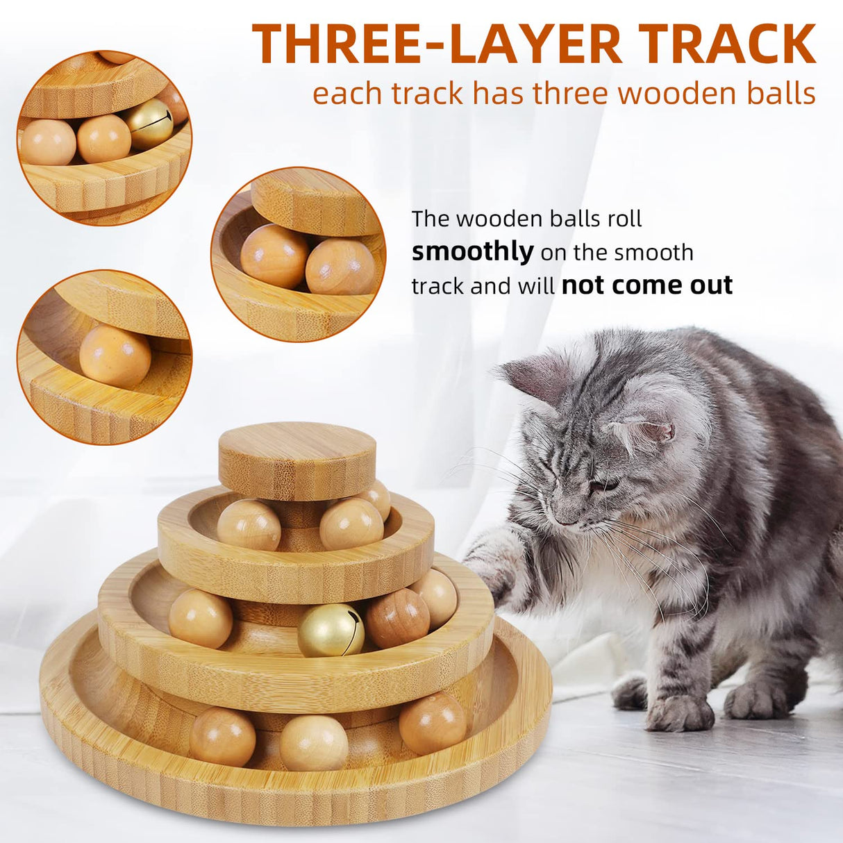 DoogCat Cat Ball Track Toy,Kitty Toys Roller,3-Level Ball Tower with 9 Removable Balls,Interactive Cat Toy, DIY Circle Fun Toy for Kitten Mental Physical Exercise - Medium Size DoogCat