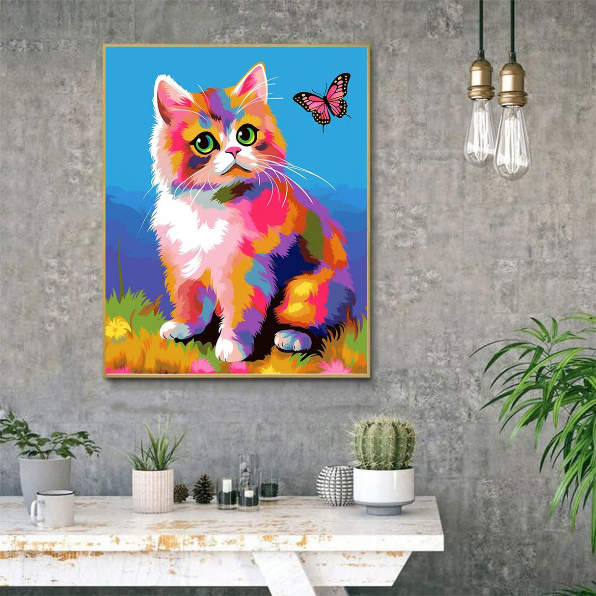 EIBEILI Diamond Art Kits for Adults, Cat 5D Diamond Painting Kits for Beginner DIY Gem Art Full Drill Diamond Dots Crystal Craft Kits for Home Wall Decor Gifts 12x16inch EIBEILI
