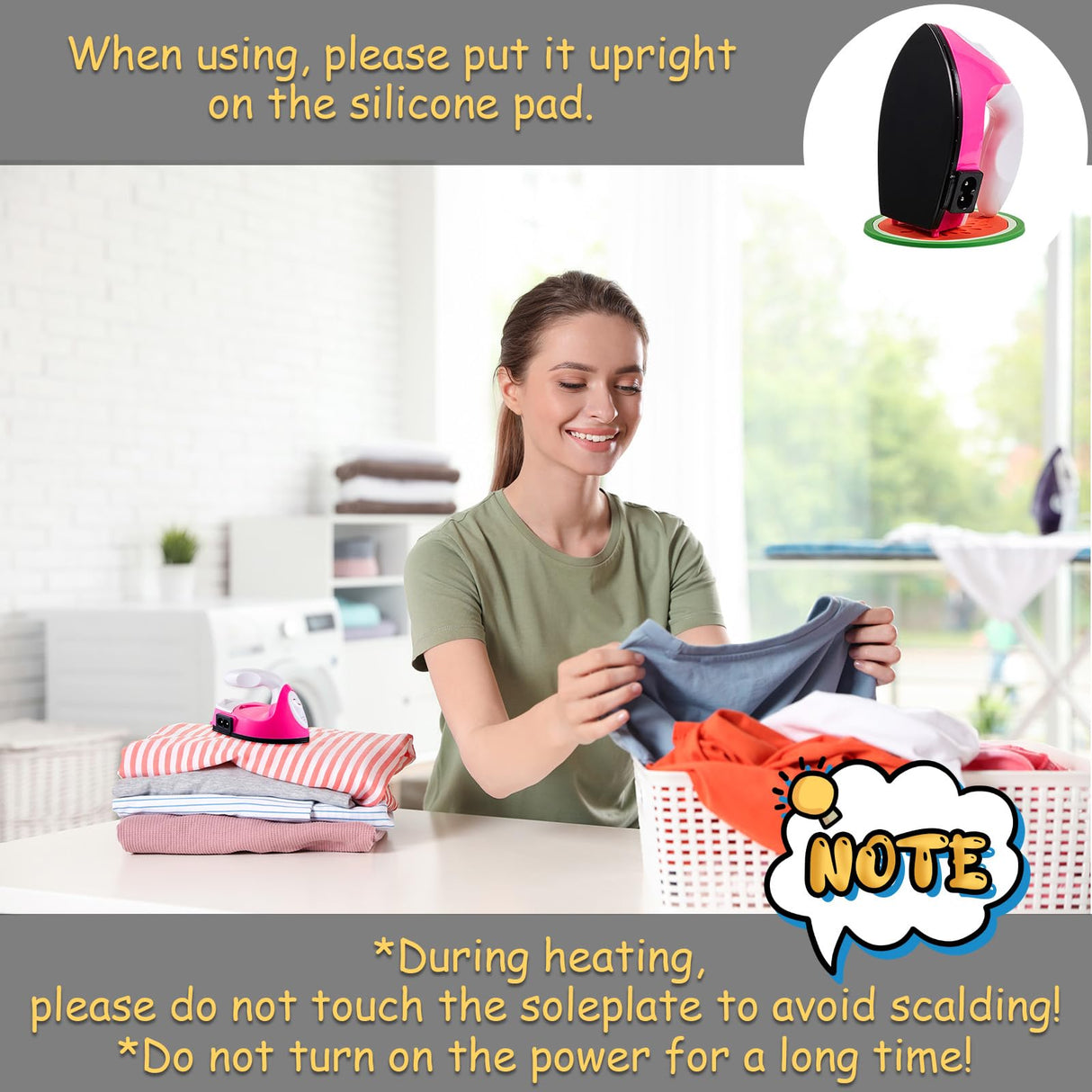 Honoson Mini Craft Iron, Small Portable Heat Press Heat Transfer Machine with Mesh Cloth Pressing Cloth Pad Silicone Pad, Charging Base Accessories for T Shirt Shoe DIY Bag(Rose Red) Honoson