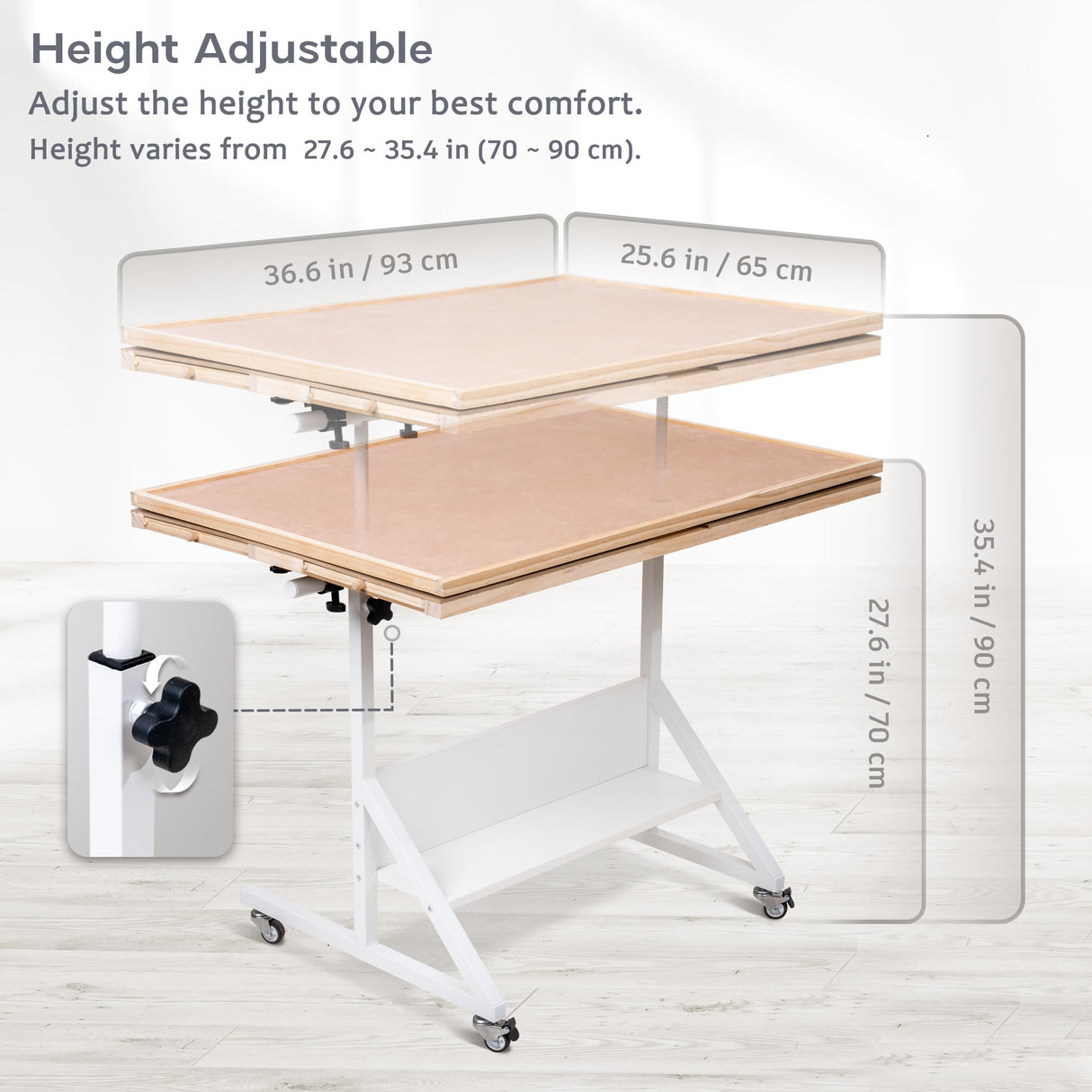 Tektalk Rotating Jigsaw Puzzle Table with Angle & Height Adjustment, Wooden Puzzle Board with Cover & 4 Colored Drawers, Tilting Puzzle Easel with Legs & 4 Roller Wheels, for Up to 1500 Pieces Tektalk