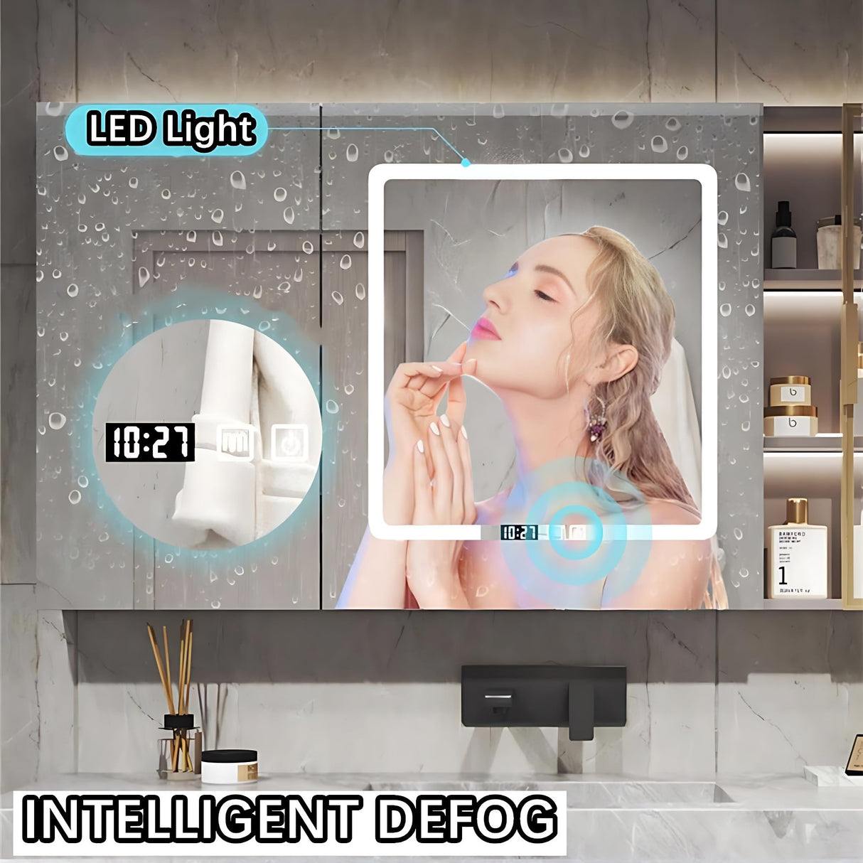 ZGNBSD Bathroom Vanity with Sink - Modern Floating Bathroom Vanity | LED Smart Medicine Cabinet Included | Multi-Layer Solid Wood Bathroom Vanity | Wall-Mounted Installation (Black, 60") ZGNBSD