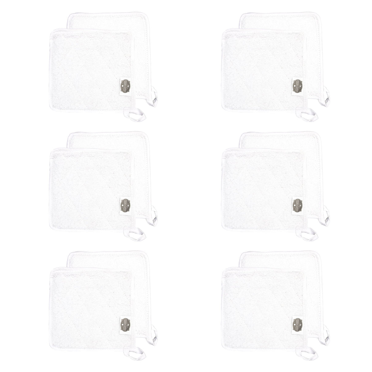 Arkwright Pot Holders for Kitchen - Heat Resistant Square Hot Pads Set of 12, Professional Grade Washable Cotton Coaster for Oven, Cooking and Baking, 7 x 7 in, White Arkwright LLC