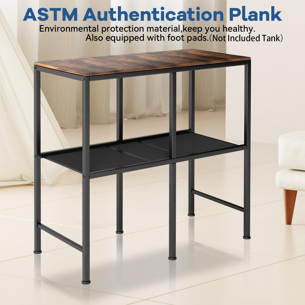 20-29 Gallon Water Tank Fish Tank Stand Metal Iron Frame for Insect Tank Pot Plants 2-in-1 Shelf Maximum Weight 400 Lbs 31.5In x 15In Adjustable Legs Suitable for A Variety of Furniture Styles Zekoled