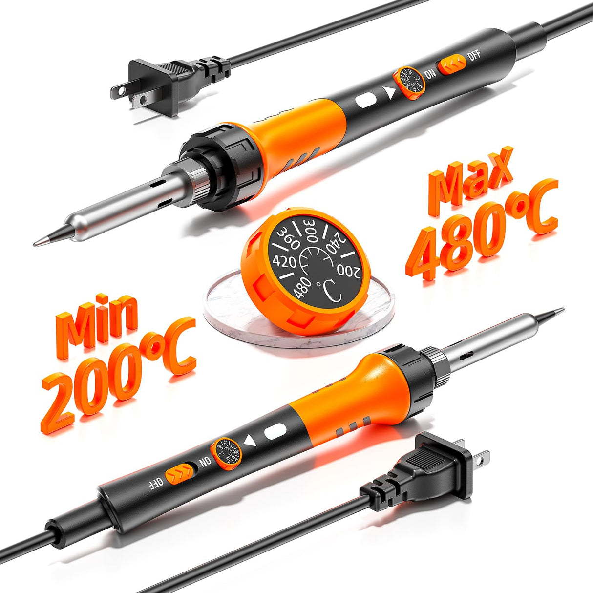 60W Adjustable Temperature Soldering Iron Kit - 9-in-1 With 5 Tips, Solder Wire Stand for Soldering and Repair MEAKEST