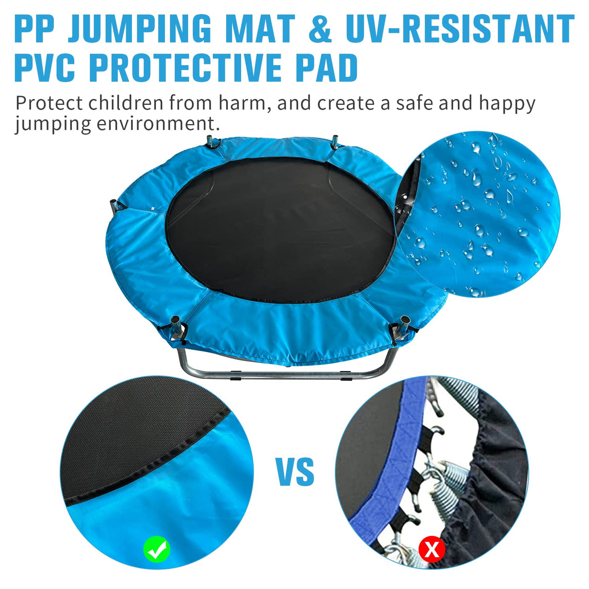 Trampoline for Kids, Telawah Adjustable Toddler Trampoline, Indoor/Outdoor Mini Baby Trampoline with Enclosure Net, No-Gap Safe Design, Trampoline Jumping Mat Gifts for Children Telawah