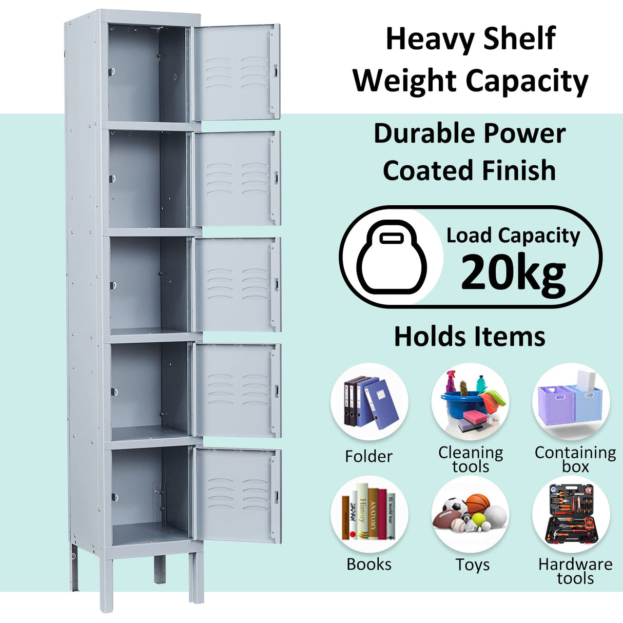 SISESOL Metal Locker Organizer for Work 66" Cabinets with Doors, Tall Narrow Storage Cabinet - Locker Storage Cabinets for School, Gym, Home, Office, Garage SISESOL