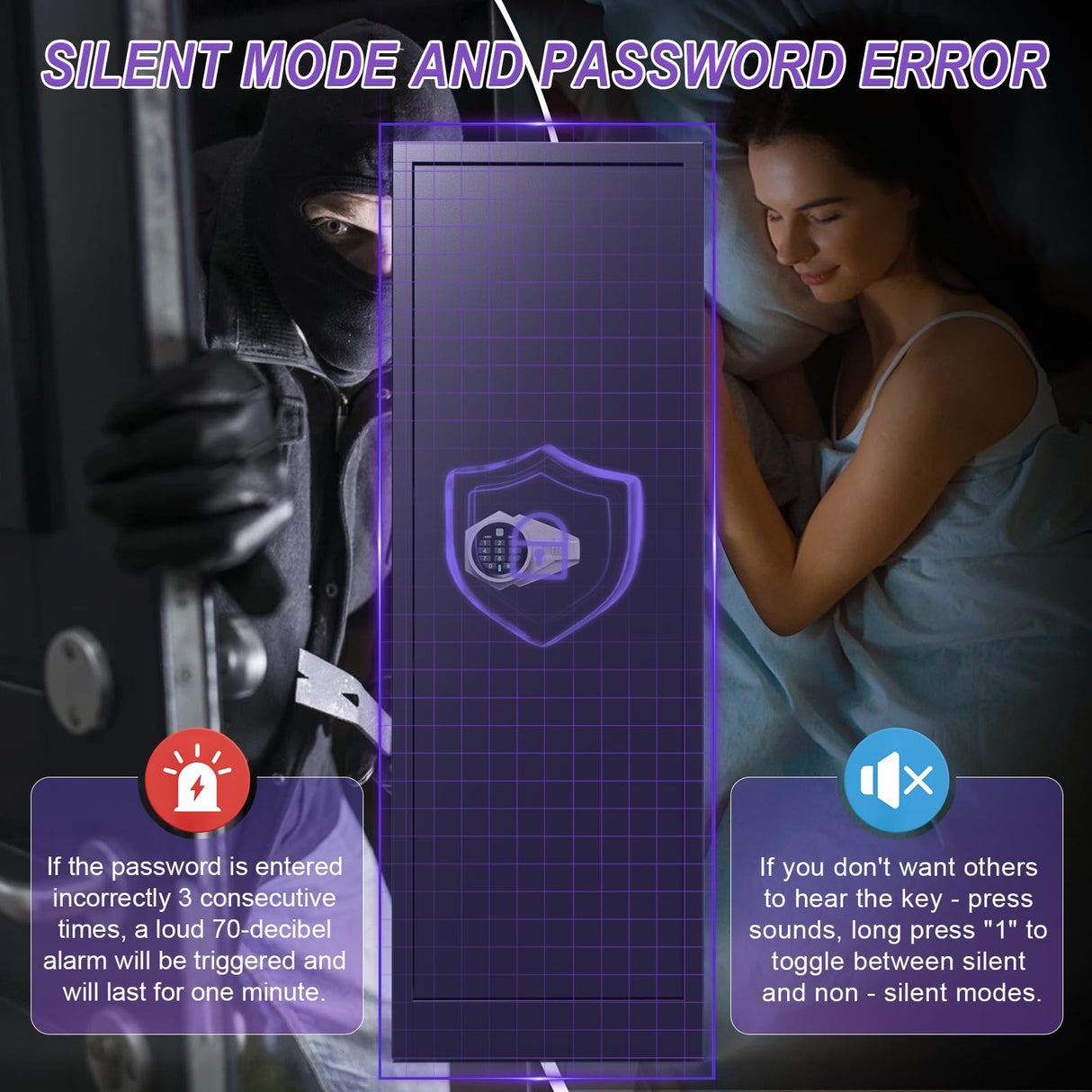 Marcree 8-10 Gun Safe, Large Gun Safes for Rifle & Pistol Storage, Gun Cabinets for Rifles and Shotguns, Gun Cabinet with Quick Home Access and Gun Rack, Long Gun Safe with Dual Alarm & Mute Mode Marcree