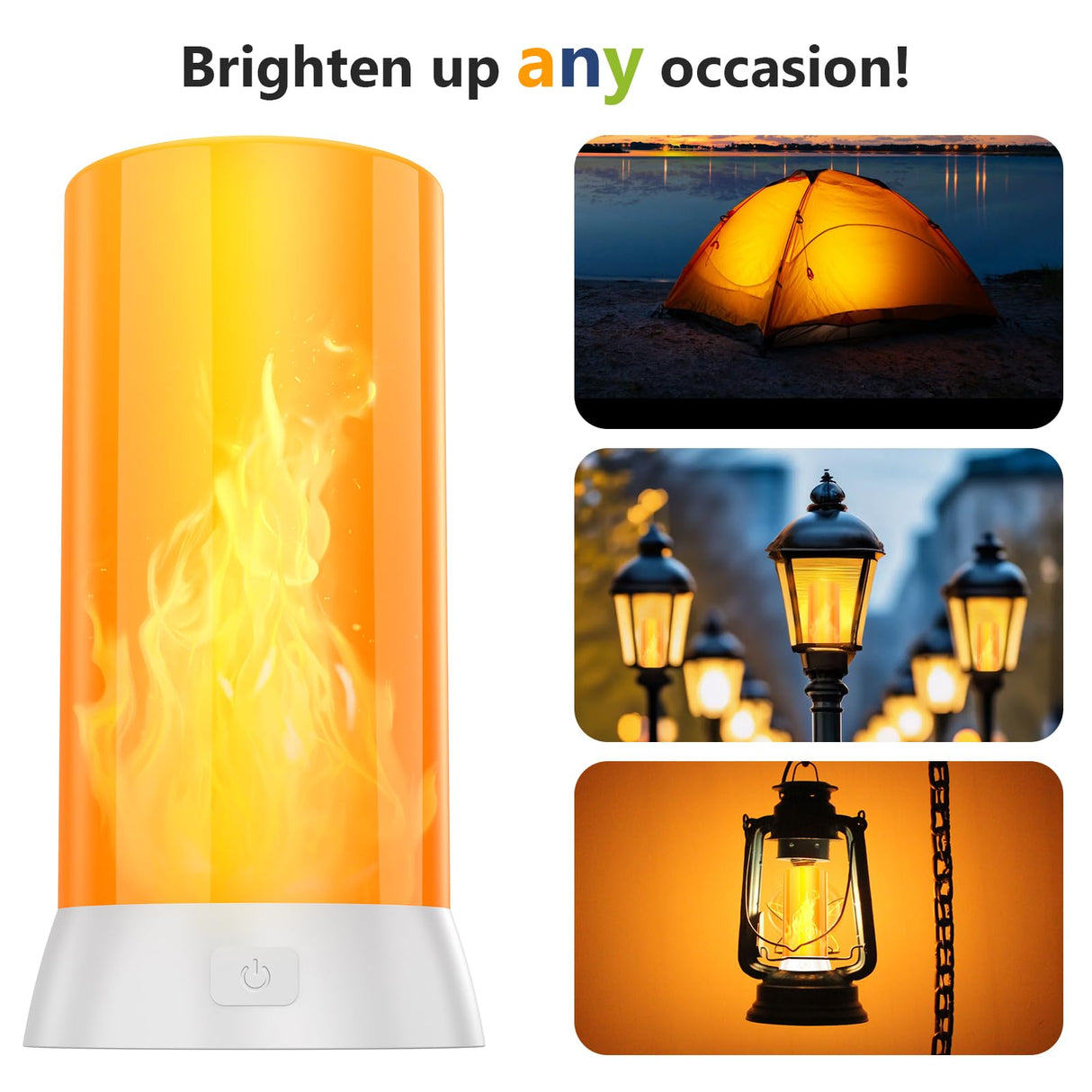 DI MORE 2PCS LED Flame Light, USB Rechargeable Flame Lamp with Remote & Timer, Waterproof Dimmable Flameless Candles Light for Home Party Garden Camping Halloween Christmas Decoration DI MORE