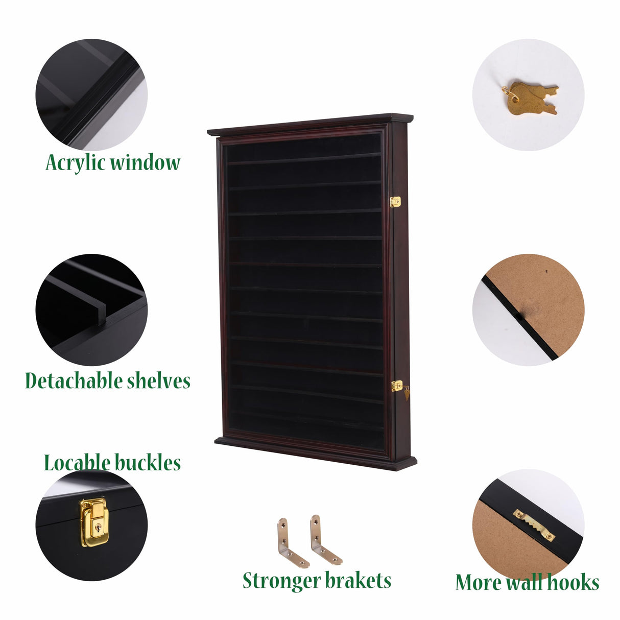 144 Shot Glass Display Case - Large Wall-Mounted Shadow Box with UV Protection, Perfect for Home Decor | Wall-Mounted Cabinet Curio Shadow Box for Action Figures Small Figurines Rack Lockable Door ARRAWIS