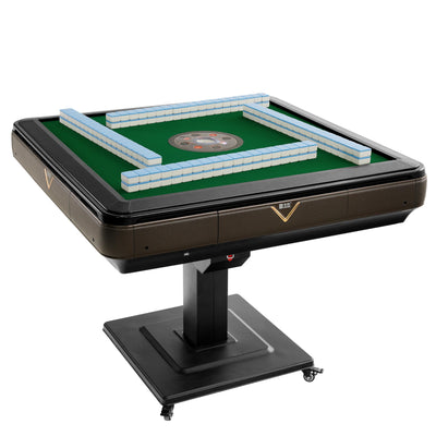 Foldable Automatic Mahjong Table with Wheels 44mm Tiles with 2 Sets of Numbered Tiles (Blue & Green) Suitable for Chinese, Americans, Mahjong Sets for Home & Outdoor Leisure, Gifts For Mahjong Players