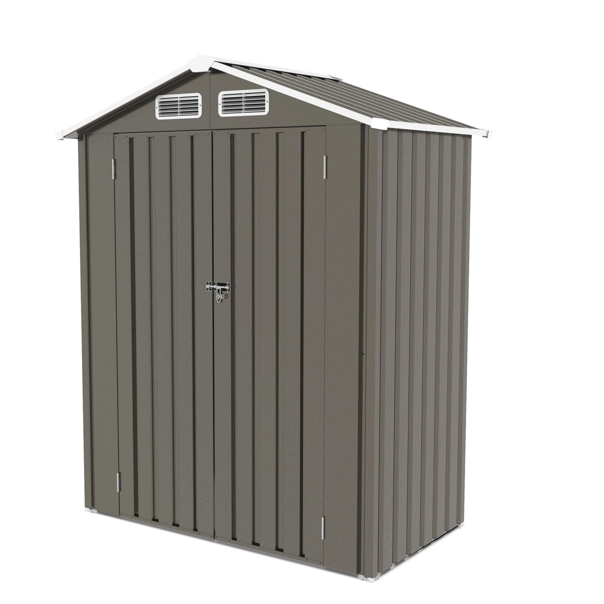 5x3 FT Metal Outdoor Storage Shed, Waterproof Garden Tool Shed with Pitched Roof & Lockable Door, Compact Backyard Storage for Bikes, Lawn Equipment, Patio Furniture, Easy Assembly Utility Shed, Gray Suwopmvy