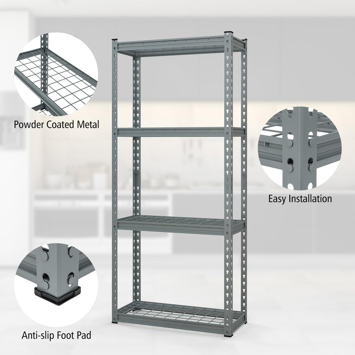 Goplus 4-Tier Metal Shelving Unit, 2 Pack Heavy Duty Wire Storage Rack with Anti-Slip Foot Pads, Height Adjustable Shelves for Warehouse, Kitchen, Living Room, Garage, 12" D x 27.5" W x 60" H Goplus