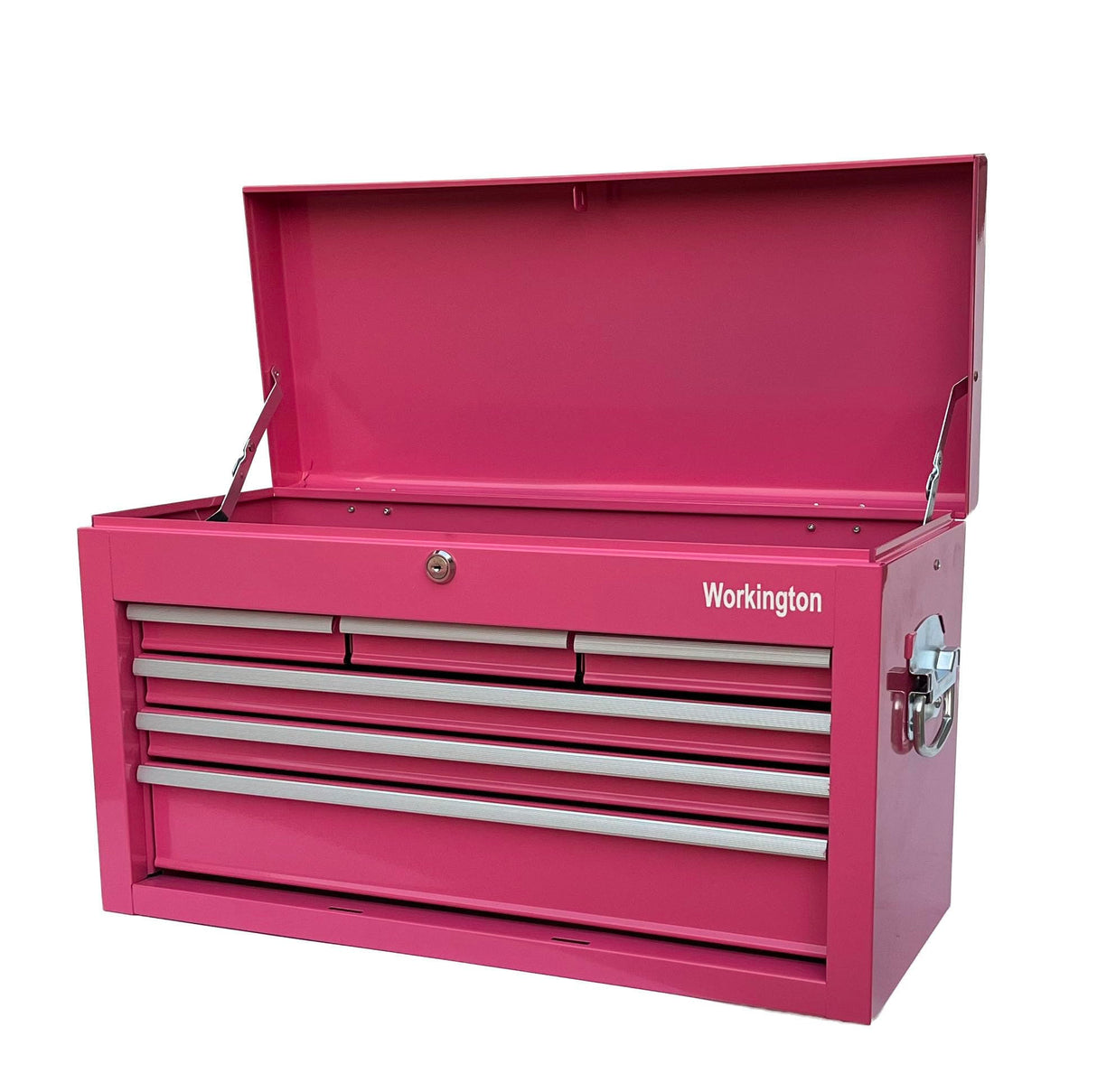 Workington Portable Metal Tool Chest with 6 Drawers, 24" 6-Drawer Tool Chest Cabinet with Ball Bearing Drawer Slides, Steel Tool Storage Box Organizer 4005 Pink Workington