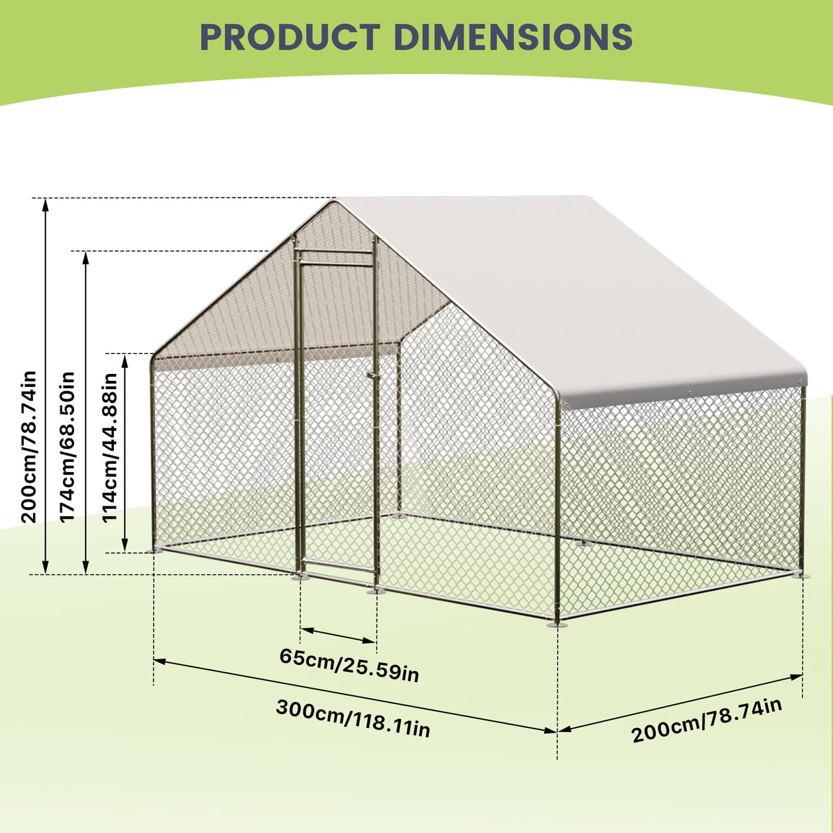 ShiningLove Large Metal Chicken Coop, Walk-in Poultry Cage, Chicken House with Waterproof and Anti-Ultraviolet Cover for Outdoor Yard Farm Silver 9.8X6.5X6.5FT ShiningLove