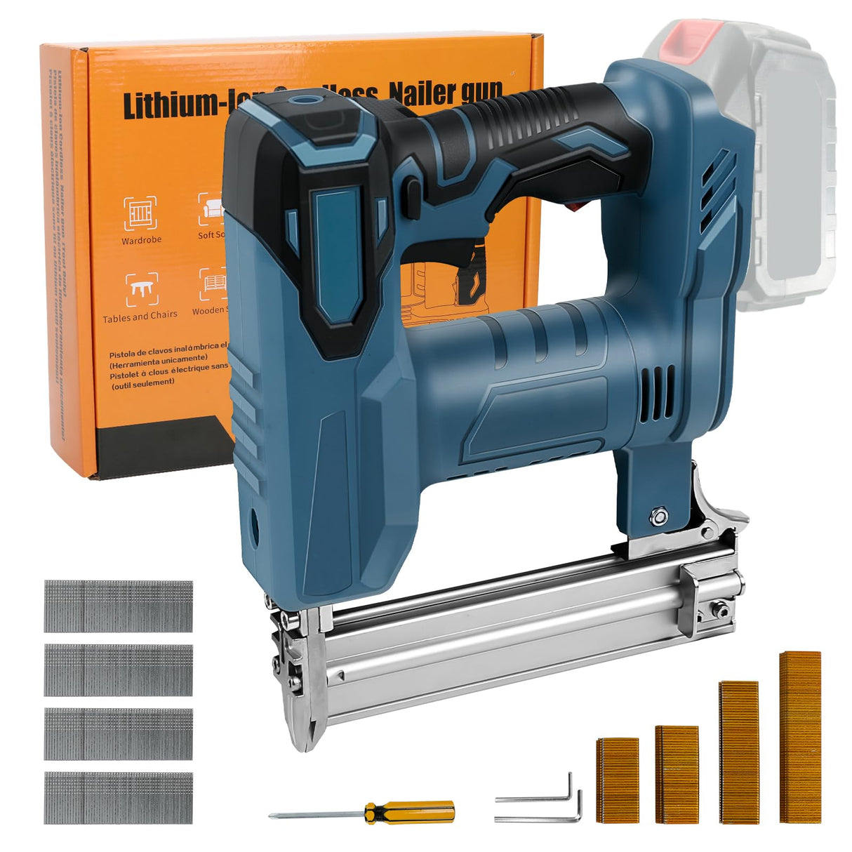 Cordless 18 Gauge Brad Nailer for Makita 18V LXT Battery, 2 in 1 Electric Stapler Nailer with 500 Nails and 500 Staples, Dual Protection Design, for Home Improvement, Woodworking (No Battery) LEZZYRUCK