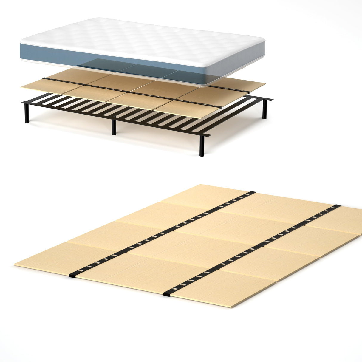 Yarfyk Folding Box Spring, Bed Plate,Queen Bed Board Under Mattress Support,Bed Plate Support Plate, Bed Plate Under, Twin 60"x 30" Yarfyk