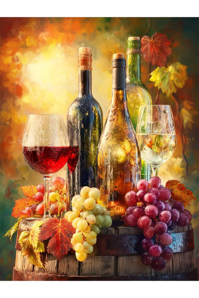 Grapes Wine Diamond Art Kits for Adults, Grapes Diamond Art Painting Kits 5D Full Drill Diamond Painting Diamond Art for Home Wall Decor 12x16 INCH