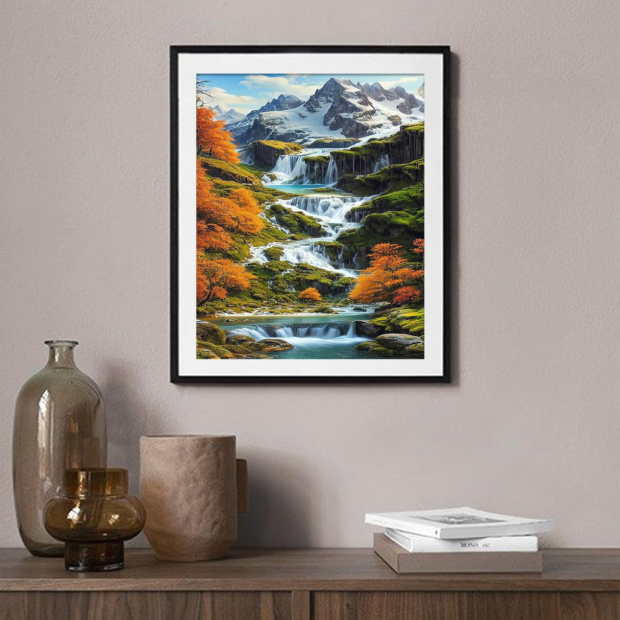 Paint by Number Adult Mountain,Waterfall Canvas Paint by The Numbers for Adults,Painting by Numbers Mountain,DIY Oil Painting Kits for Gifts and Wall Decor 16x20inch PHANTASYART