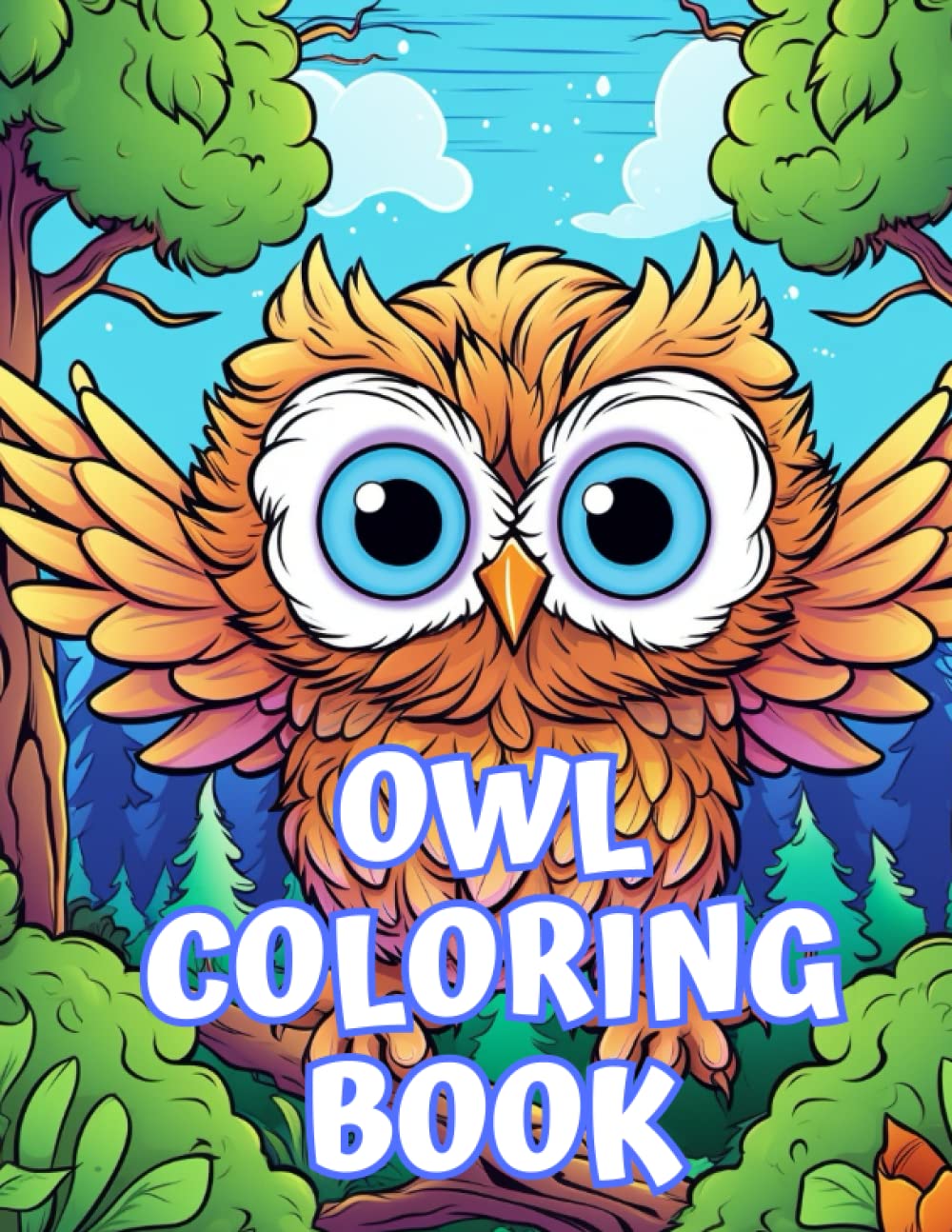 Owl Coloring Book: For Kids, Teens & Adults, Fun Owl Designs, 50 Unique Images Majosta